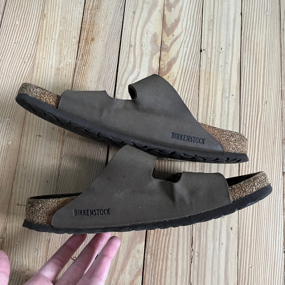 Birkenstock Arizona Slide Sandal EU 42 Mocha Brown Double Strap Buckle Cork boho - Picture 7 of 11